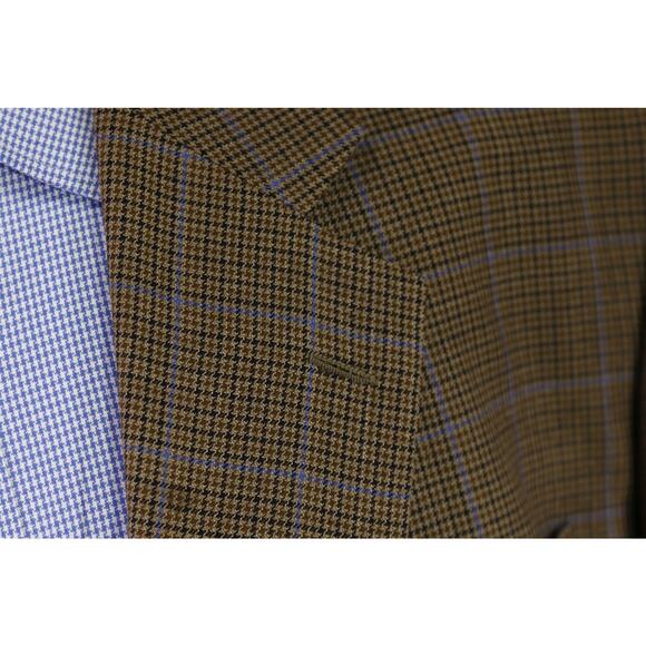 Hickey Freeman Brown Blue Windowpane Wool Sportcoat Blazer 52R - Picture 5 of 9